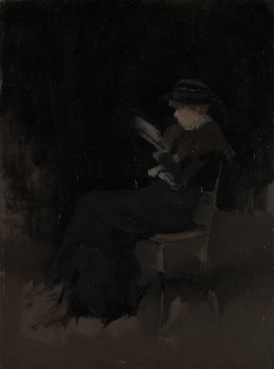 黑色的安排：女孩阅读，约1880-90。 作者 詹姆斯·阿博特·麦克尼尔·惠斯勒