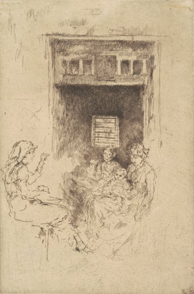Bead-Stringers，1880年（在纸上进行黑色蚀刻） 作者 詹姆斯·阿博特·麦克尼尔·惠斯勒