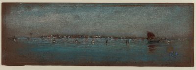 蓝色和银色 - 群岛，威尼斯，1879-80（粉红色的棕色纸） 作者 詹姆斯·阿博特·麦克尼尔·惠斯勒
