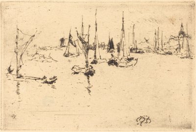 船只，多德雷赫特，1884。 作者 詹姆斯·阿博特·麦克尼尔·惠斯勒