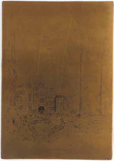 被取消的《Piazzetta》印刷版，1879-1880。 作者 詹姆斯·阿博特·麦克尼尔·惠斯勒