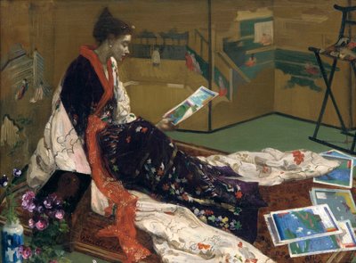 紫色和金色的随想曲：金银屏，1864年 作者 詹姆斯·阿博特·麦克尼尔·惠斯勒