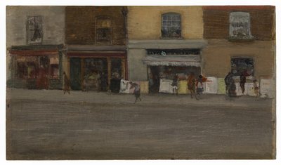 切尔西商店，19 世纪 80 年代早期（木板油画） 作者 詹姆斯·阿博特·麦克尼尔·惠斯勒