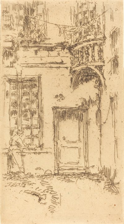 Courtyard, Rue P.L. Courier, 1888. 作者 詹姆斯·阿博特·麦克尼尔·惠斯勒