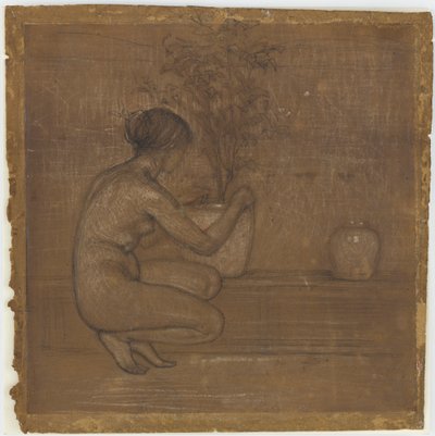 蹲着的人物。白色交响乐》的研究：三个女孩，1869-1870。 作者 詹姆斯·阿博特·麦克尼尔·惠斯勒