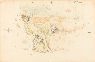 垂头丧气的图画，躺着的，1892年。 作者 詹姆斯·阿博特·麦克尼尔·惠斯勒