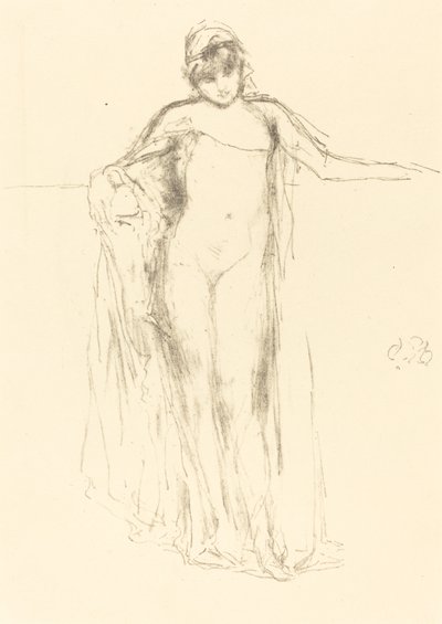 悬垂的模型，站立，1893年。 作者 詹姆斯·阿博特·麦克尼尔·惠斯勒