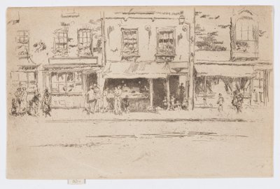 鱼店，切尔西，约 1884-86 年（蚀刻版画；纸上墨水） 作者 詹姆斯·阿博特·麦克尼尔·惠斯勒