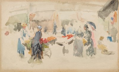 花市：迪耶普，1885年。 作者 詹姆斯·阿博特·麦克尼尔·惠斯勒
