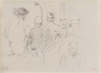 四个人在一艘船上，1858年。 作者 詹姆斯·阿博特·麦克尼尔·惠斯勒