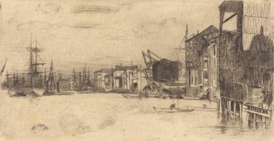自由贸易码头，1877年。 作者 詹姆斯·阿博特·麦克尼尔·惠斯勒