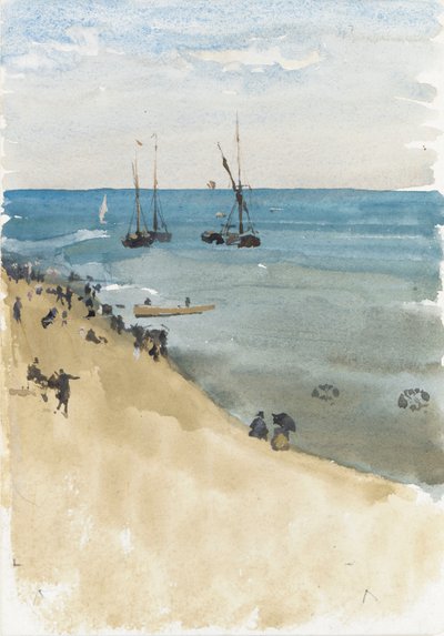 Green and Silver - The Bright Sea, Dieppe, c.1883-85 (watercolor & gouache on paper) 作者 詹姆斯·阿博特·麦克尼尔·惠斯勒