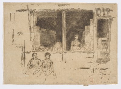 瓜店，胡恩斯迪奇，约 1886-88 年（蚀刻版画；纸上墨迹） 作者 詹姆斯·阿博特·麦克尼尔·惠斯勒