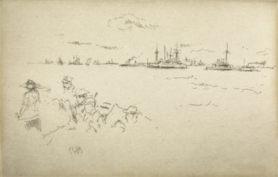 监视器，来自1887年题为“海军评论”的十二幅版画 作者 詹姆斯·阿博特·麦克尼尔·惠斯勒