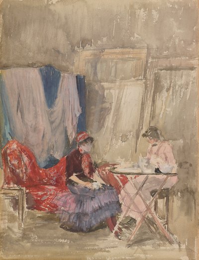 粉色和紫色的笔记--工作室，1883-1884。 作者 詹姆斯·阿博特·麦克尼尔·惠斯勒