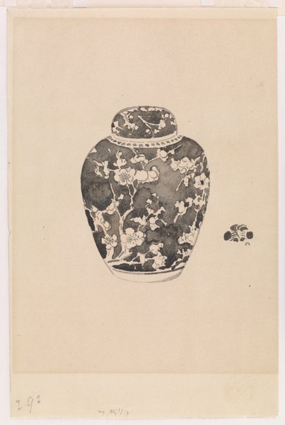 钟形盖子的卵状姜罐，1878年。 作者 詹姆斯·阿博特·麦克尼尔·惠斯勒