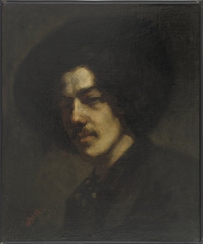 戴着帽子的惠斯勒画像，1857-59 作者 詹姆斯·阿博特·麦克尼尔·惠斯勒