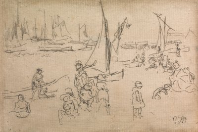 朴茨茅斯儿童，来自1887年题为“海军评论”的十二幅版画 作者 詹姆斯·阿博特·麦克尼尔·惠斯勒