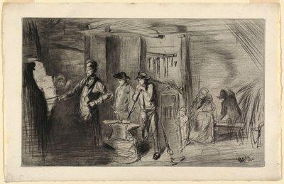 印刷，《铁匠铺》，选自泰晤士河上的蚀刻版画及其他主题，1861年 作者 詹姆斯·阿博特·麦克尼尔·惠斯勒