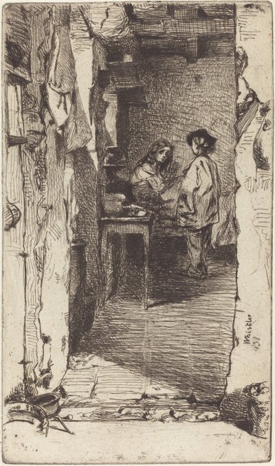 捡破烂的人，Quartier Mouffetard，巴黎，1858年。 作者 詹姆斯·阿博特·麦克尼尔·惠斯勒