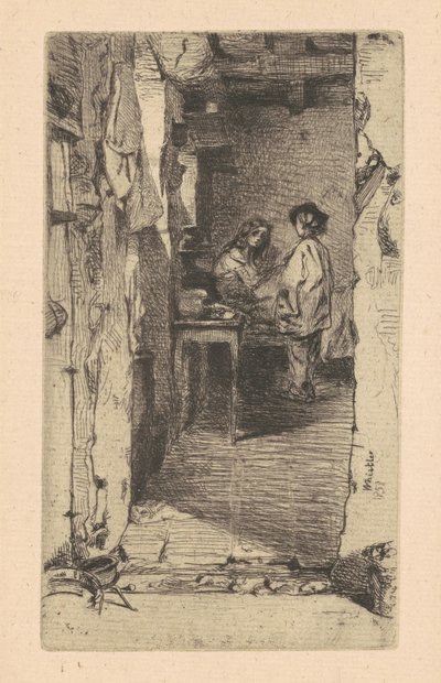 捡破烂的人，Quartier Mouffetard，巴黎，1858年。 作者 詹姆斯·阿博特·麦克尼尔·惠斯勒