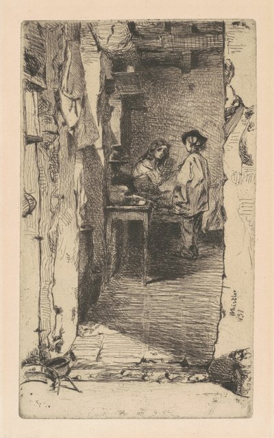 捡破烂的人，Quartier Mouffetard，巴黎，1858年。 作者 詹姆斯·阿博特·麦克尼尔·惠斯勒