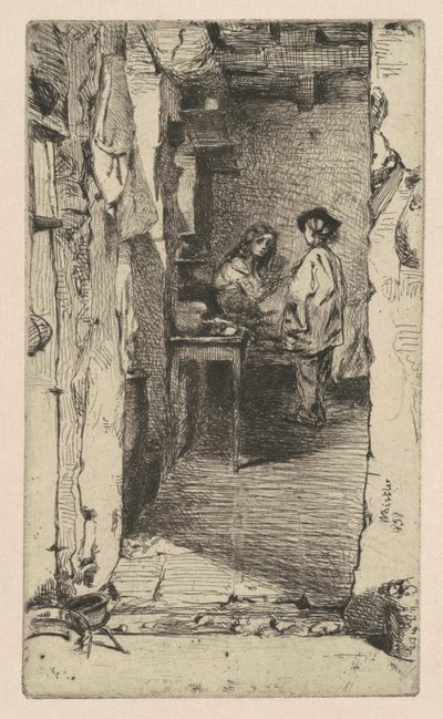 捡破烂的人，Quartier Mouffetard，巴黎，1858年。 作者 詹姆斯·阿博特·麦克尼尔·惠斯勒