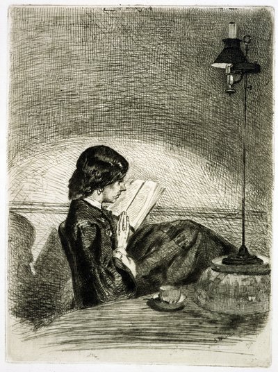 阅读灯光，1858年 作者 詹姆斯·阿博特·麦克尼尔·惠斯勒
