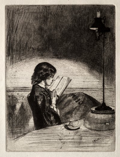 1859年由Lamplight阅读。 作者 詹姆斯·阿博特·麦克尼尔·惠斯勒