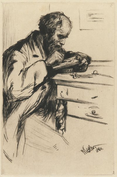 Riault The Wood Engraver, 1860。 作者 詹姆斯·阿博特·麦克尼尔·惠斯勒