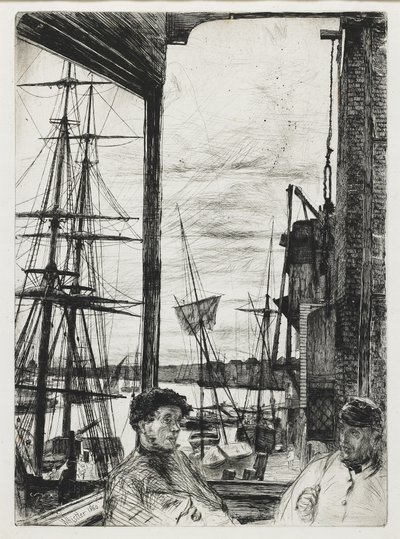 来自“泰晤士河和其他主题场景的十六幅蚀刻版画”的 Rotherhithe 作者 詹姆斯·阿博特·麦克尼尔·惠斯勒