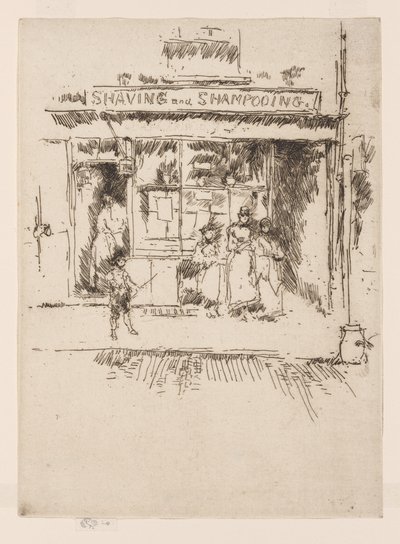 剃须和洗发，约 1886-88 年（蚀刻版画；纸上墨水） 作者 詹姆斯·阿博特·麦克尼尔·惠斯勒