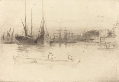 塔外的蒸汽船，1875年。 作者 詹姆斯·阿博特·麦克尼尔·惠斯勒