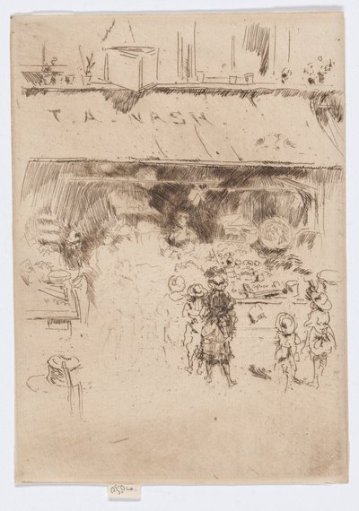 T.A. Nash 的杂货店，约 1886 年（蚀刻版画；纸上墨水） 作者 詹姆斯·阿博特·麦克尼尔·惠斯勒