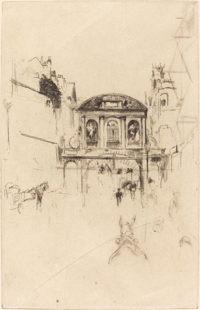 Temple Bar，约1877年。 作者 詹姆斯·阿博特·麦克尼尔·惠斯勒