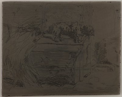 犬舍上的狗》，1858年。 作者 詹姆斯·阿博特·麦克尼尔·惠斯勒