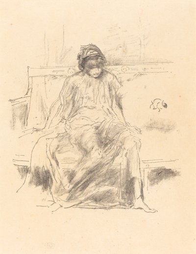 垂头丧气的人物，坐着，1893年。 作者 詹姆斯·阿博特·麦克尼尔·惠斯勒