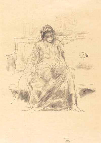 垂头丧气的人物，坐着，1893年。 作者 詹姆斯·阿博特·麦克尼尔·惠斯勒