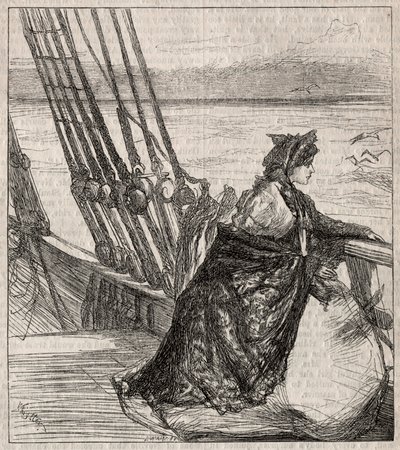专业女儿：1862年，克拉拉·文拉斯（Clara Vinraces）告别父亲。 作者 詹姆斯·阿博特·麦克尼尔·惠斯勒