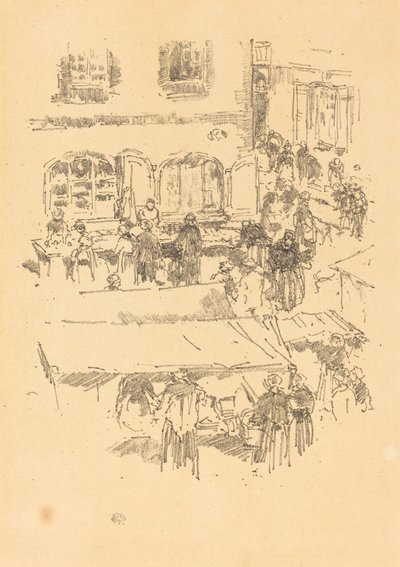 市场》，Vitré，1893年。 作者 詹姆斯·阿博特·麦克尼尔·惠斯勒
