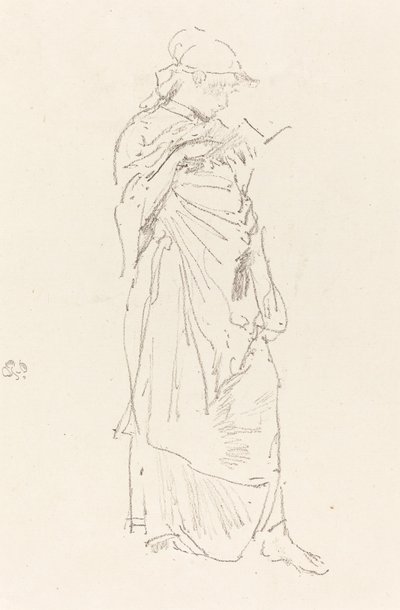 小说：读书的女孩，约1889年。 作者 詹姆斯·阿博特·麦克尼尔·惠斯勒
