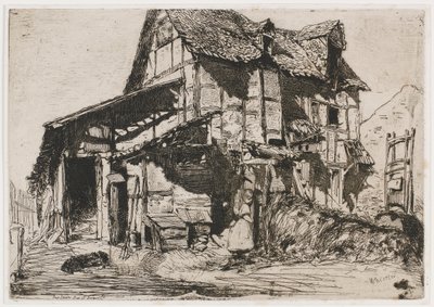 不安全的房舍。来自《自然》的12幅蚀刻画之一 《法国套装》，1858年。 作者 詹姆斯·阿博特·麦克尼尔·惠斯勒