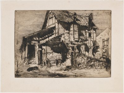 不安全的房舍。来自《自然》的12幅蚀刻画之一 《法国套装》，1858年。 作者 詹姆斯·阿博特·麦克尼尔·惠斯勒
