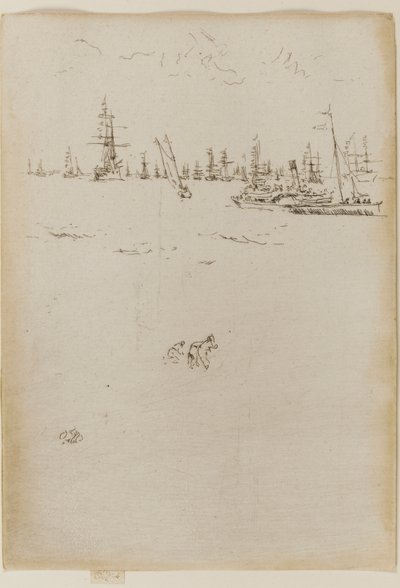 游客的船，1887年。 作者 詹姆斯·阿博特·麦克尼尔·惠斯勒