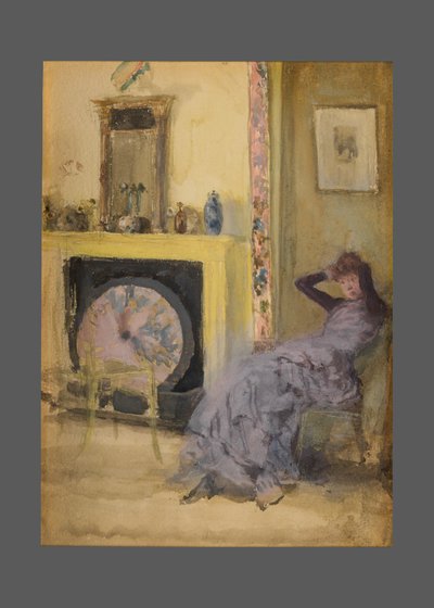 黄色房间，c.1883-84（纸板上水彩和水粉画 作者 詹姆斯·阿博特·麦克尼尔·惠斯勒