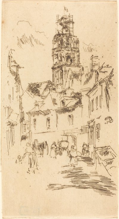 Tour St. Antoine, Loches, 1888. 作者 詹姆斯·阿博特·麦克尼尔·惠斯勒