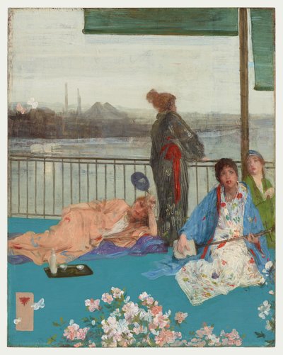 肉色和绿色的变化 - 阳台 作者 James Abbott McNeill Whistler