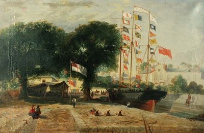 三桅帆船 "英格兰的玫瑰 "号穿戴整齐地展示在人们面前。 作者 詹姆斯·B·古德里奇