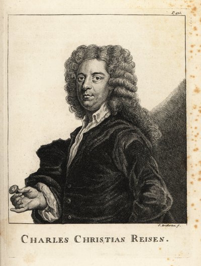 Charles Christian Reisen (1680-1725) 的肖像，英国宝石雕刻师和印章雕刻师 作者 詹姆斯·布雷瑟顿