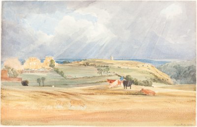 有牛的风景 萨默塞特，1830年。 作者 詹姆斯·布尔沃